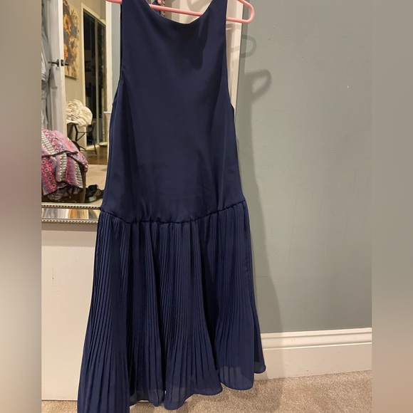 navy blue ralph lauren scoop neck Formal  pleated dress size 10 - Picture 3 of 7